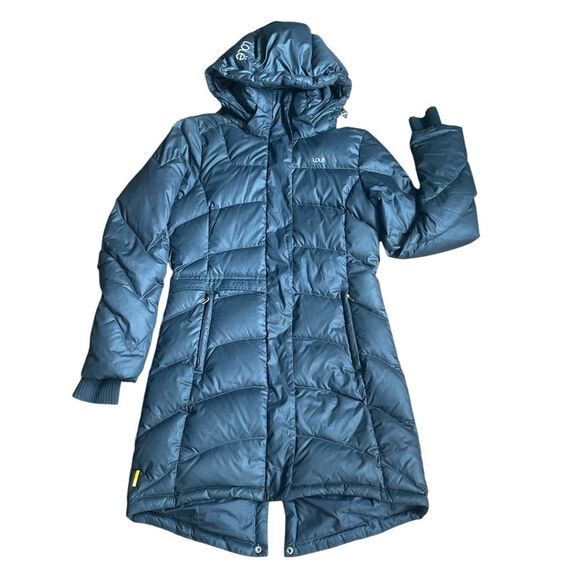 Lole Lolë Hooded Down Puffer Jacket hoodie Coat Size M Full Zip - Picture 1 of 16